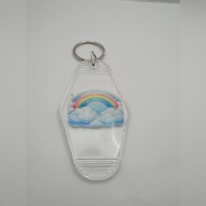 Motel Keychain Custom Retro Styled Clear Rainbow Keychain Keyring